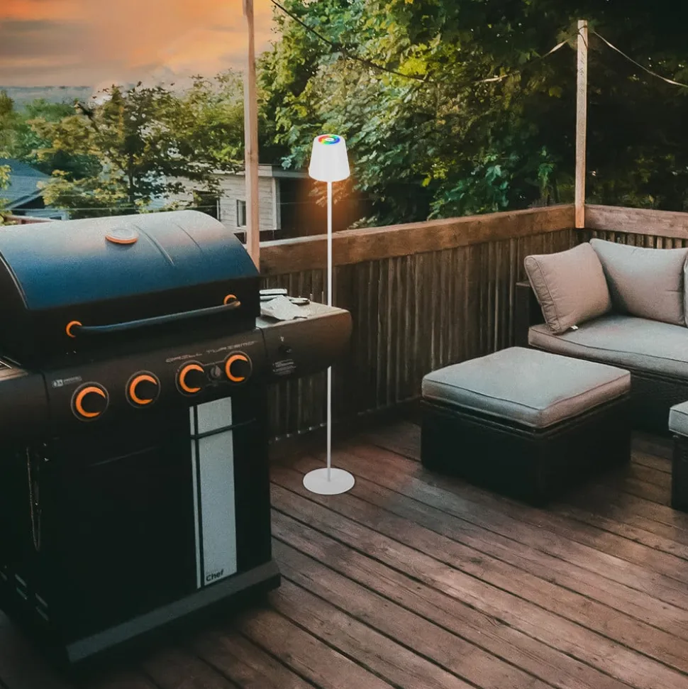 LED-gulvlampe Coloris, hvid, RGB, dæmper, IP44, USB