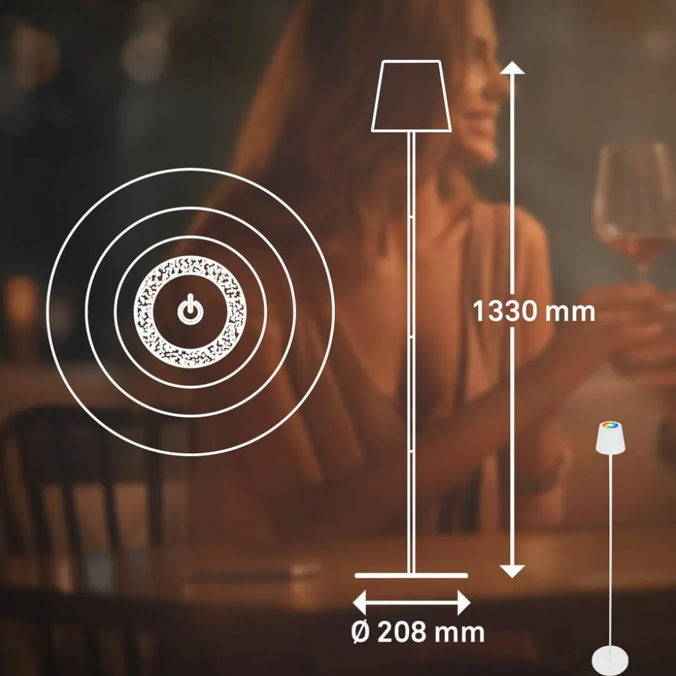 LED-gulvlampe Coloris, hvid, RGB, dæmper, IP44, USB