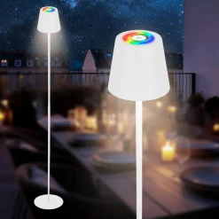 LED-gulvlampe Coloris, hvid, RGB, dæmper, IP44, USB