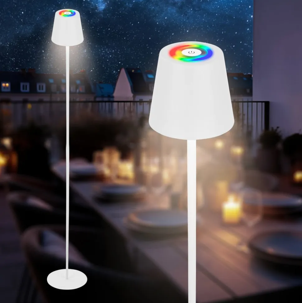 LED-gulvlampe Coloris, hvid, RGB, dæmper, IP44, USB