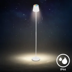 LED-gulvlampe Coloris, hvid, RGB, dæmper, IP44, USB