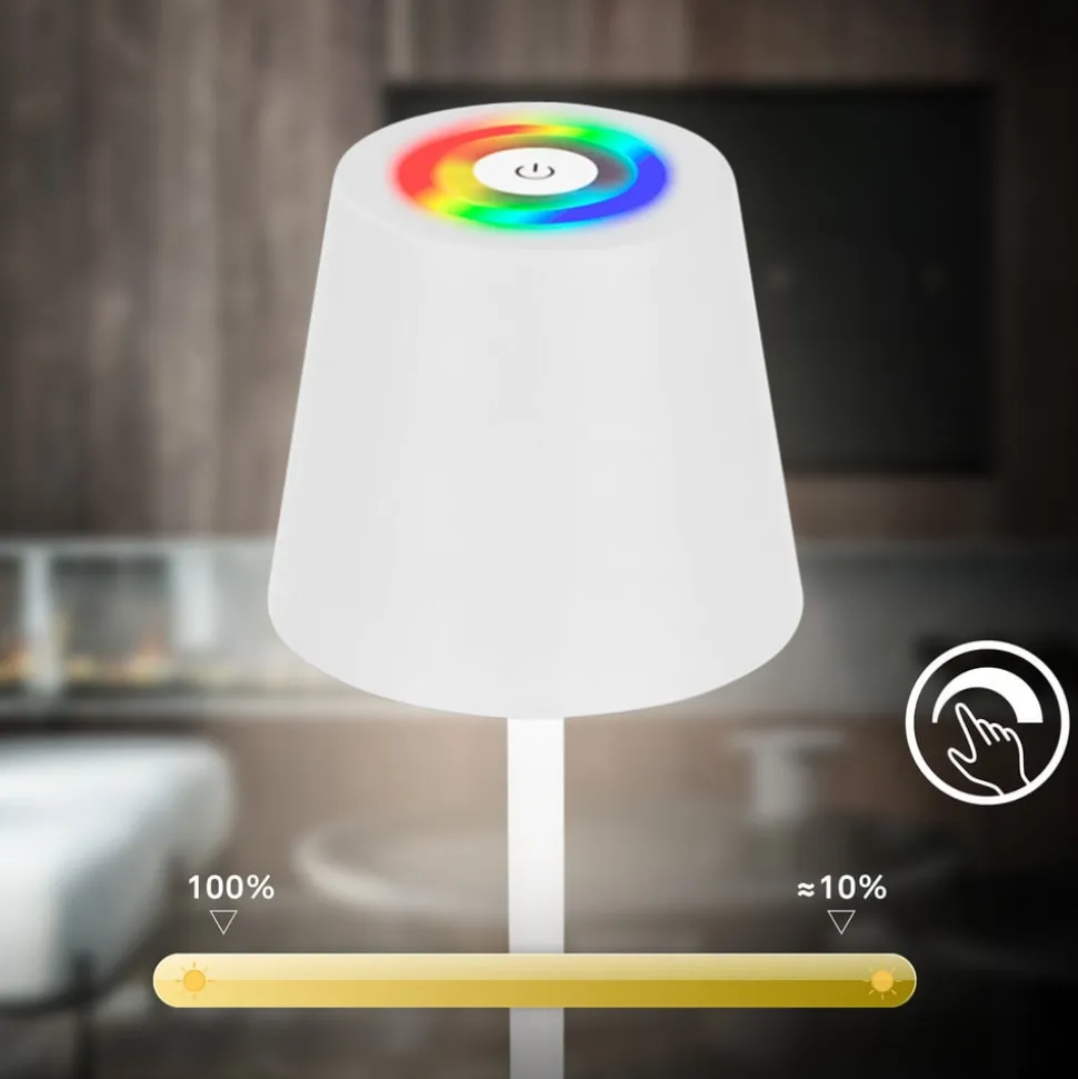 LED-gulvlampe Coloris, hvid, RGB, dæmper, IP44, USB