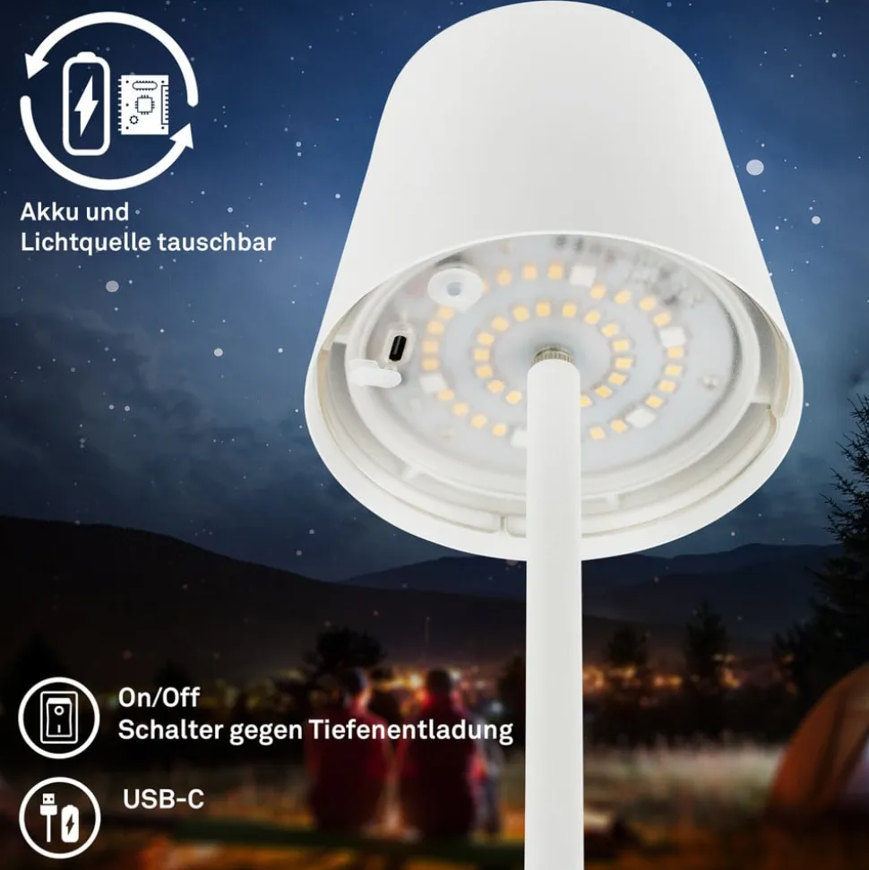 LED-gulvlampe Coloris, hvid, RGB, dæmper, IP44, USB