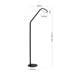 LED-gulvlampe Fati, højde 136 cm, sort, aluminium, dæmper