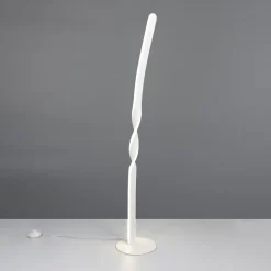 LED-gulvlampe Ginko, hvid mat, metal, højde 110 cm