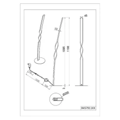 LED-gulvlampe Ginko, hvid mat, metal, højde 110 cm
