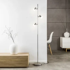 LED-gulvlampe Lea, højde 157,5 cm, krom, 3-lys, metal