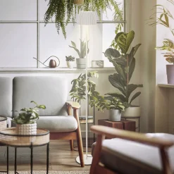 LED-gulvlampe Loca, antik hvid, højde 123 cm, plast/metal