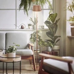 LED-gulvlampe Loca, brun, højde 123 cm, plast/metal