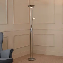 LED-gulvlampe Mor & Barn, krom, læselampe, dæmpbar