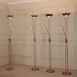 LED-gulvlampe Mor & Barn, krom, læselampe, dæmpbar