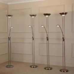 LED-gulvlampe Mor & Barn, sølv, læselampe, dæmpbar