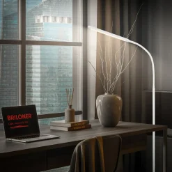 LED-gulvlampe Mura, hvid, højde 170 cm, metal, touch-dimmer