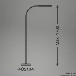 LED-gulvlampe Mura, sort, højde 170 cm, metal Touchdimmer