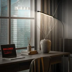 LED-gulvlampe Mura, sort, højde 170 cm, metal Touchdimmer