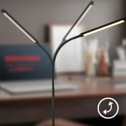 LED-gulvlampe Mura, sort, højde 170 cm, metal Touchdimmer