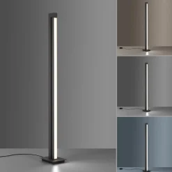 LED-gulvlampe PURE Lines, antracit, fjernbetjening, 140 cm
