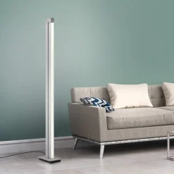 LED-gulvlampe PURE Lines, sølv, fjernbetjening, 140 cm