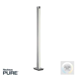 LED-gulvlampe PURE Lines, sølv, fjernbetjening, 140 cm