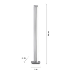 LED-gulvlampe PURE Lines, sølv, fjernbetjening, 140 cm