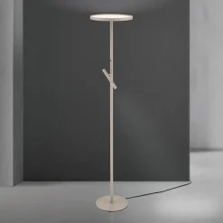 LED-gulvlampe Teide, khaki, metal, læselampe, dæmper