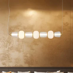 LED-hængelampe Caro, glas transparent/opal, længde 110 cm