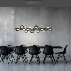 LED-hængelampe PURE E-Popup, platin, glas, CCT, 18-flg.