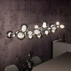 LED-hængelampe PURE E-Popup, platin, glas, CCT, 18-flg.