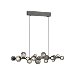 LED-hængelampe PURE E-Popup, platin, glas, CCT, 18-flg.