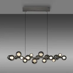 LED-hængelampe PURE E-Popup, platin, glas, CCT, 18-flg.