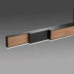 LED-hængelampe PURE Moto-Rise, eg/sort perle, aluminium, CCT