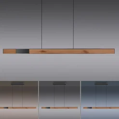 LED-hængelampe PURE Moto-Rise, eg/sort perle, aluminium, CCT