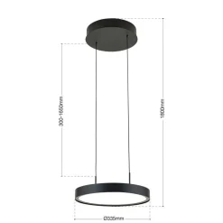 LED-hængelampe Teide, sort, 1 lyskilde, metal, 2.700 K
