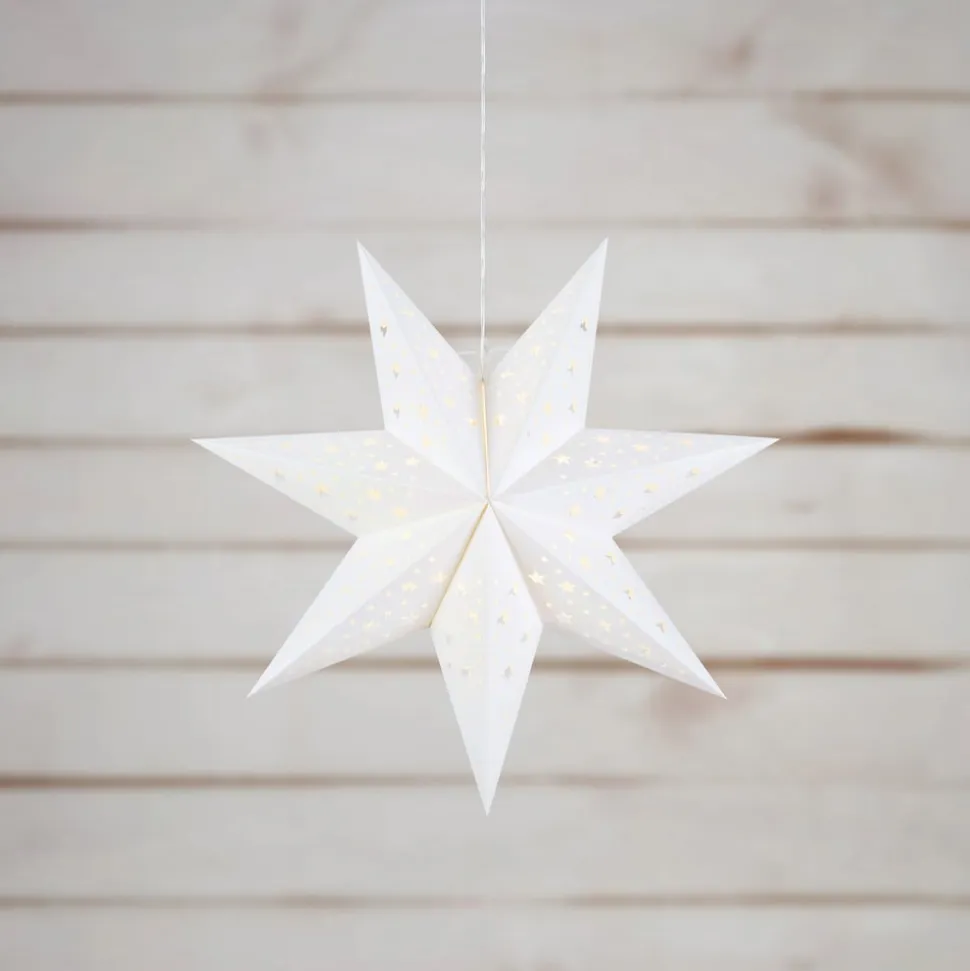 LED-hængestjerne uden batteri, timer Ø 45 cm hvid