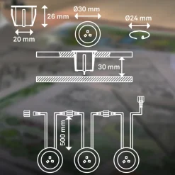 LED-indbygningsspot 3913032 IP67 12V 3x-udvidelse 3cm stål