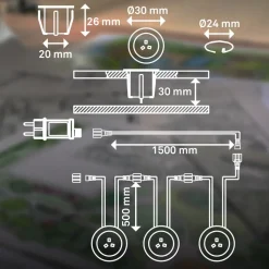 LED-indbygningsspot 3912032 IP67 12V 3x-startersæt Ø3cm stål