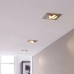 LED-indbygningsspot Andrej, kantet, nikkel, sæt med 3 stk