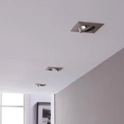 LED-indbygningsspot Andrej, kantet, nikkel, sæt med 3 stk