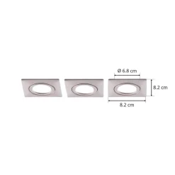 LED-indbygningsspot Andrej, kantet, nikkel, sæt med 3 stk
