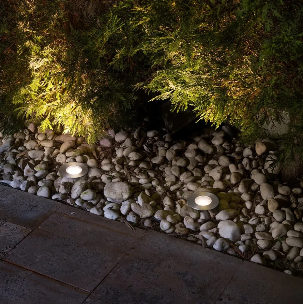 LED-indbygningsspot Grund, nikkel, Ø 9 cm, aluminium/stål