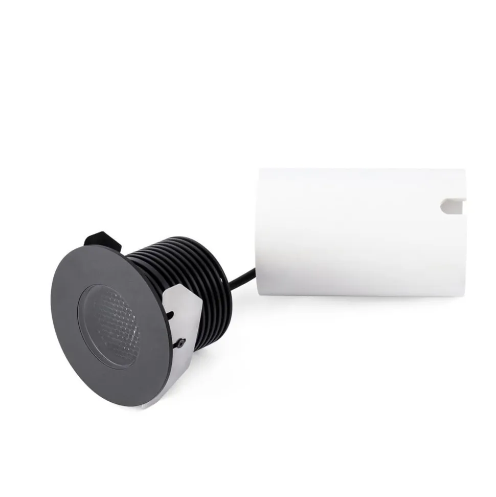 LED-indbygningsspot Grund, sort, Ø 8 cm, aluminium/stål