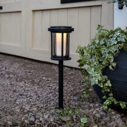 LED-lampe med jordspyd Alippa, sort, højde 44 cm metal