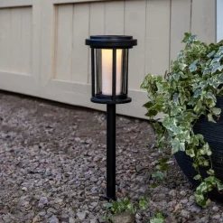 LED-lampe med jordspyd Alippa, sort, højde 44 cm metal