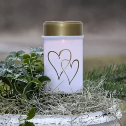 LED-lampe med jordspyd Hearty, hvid/guld 12 cm plast