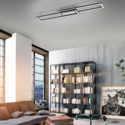 LED-loftlampe Asmin, CCT, sort, 95x17,5cm