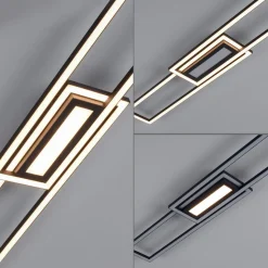 LED-loftlampe Asmin, CCT, sort, 95x17,5cm