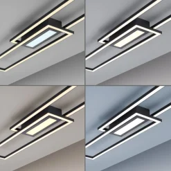 LED-loftlampe Asmin, CCT, sort, 95x17,5cm