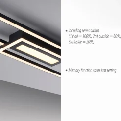 LED-loftlampe Asmin, CCT, sort, 95x17,5cm