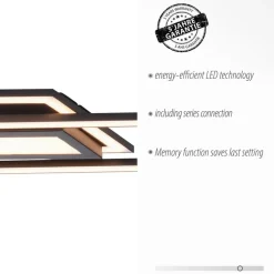 LED-loftlampe Asmin, CCT, sort, 100x17,9cm