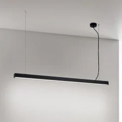 LED-loftlampe Bounce, sort, længde 113 cm, CCT, aluminium